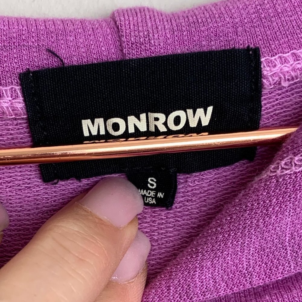 Monrow Women's Super Soft Pull Over Hoody With Ruffle Inset - Size Small - Picture 3 of 6